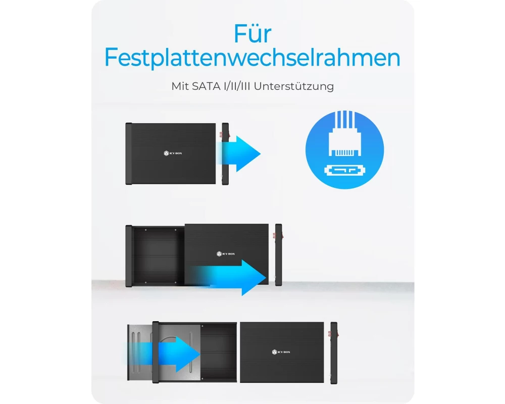 ICY BOX Externes Gehäuse für 5.25 Zoll SATA Laufwerke Schwarz