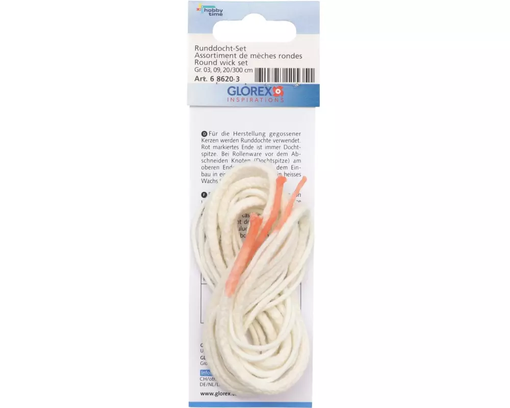 Glorex Kerzendocht 3 x 1 m rund Grösse 03 - 09 - 20