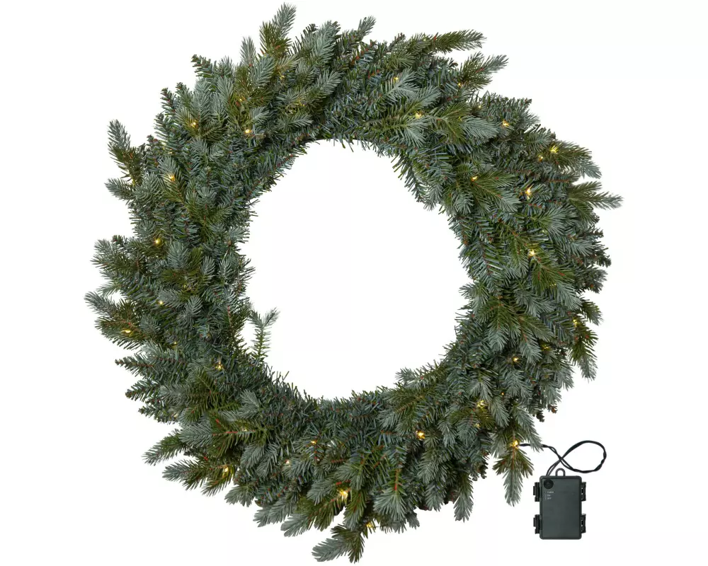 Star Trading LED-Weihnachtskranz Greyland, Ø 80 cm, Grün