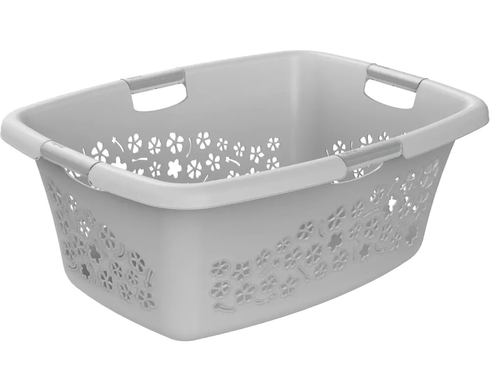 Rotho Wäschekorb Flowers Hellgrau, 50 l