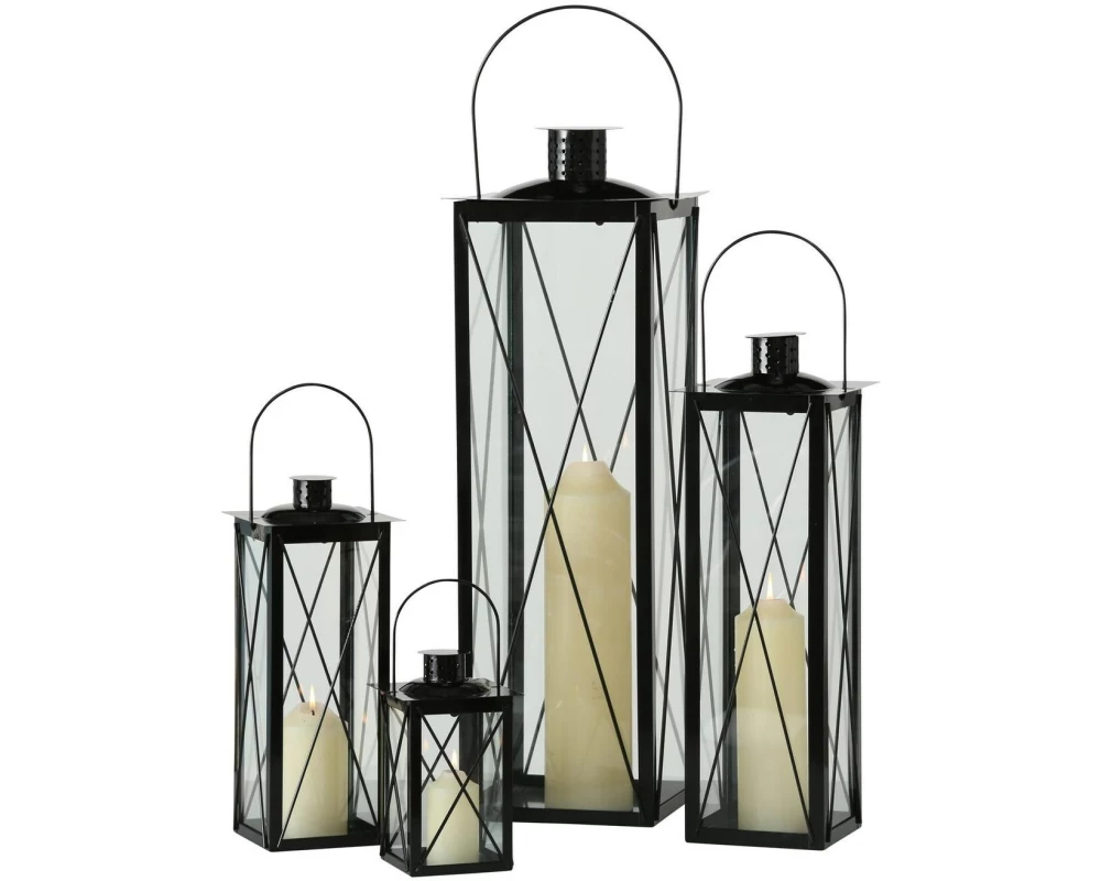 Boltze Laterne Farol 4-teilig, Schwarz/Transparent