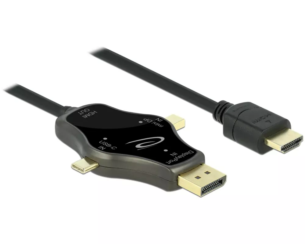 Delock Kabel DisplayPort/Mini-DisplayPort/USB Type-C - HDMI, 1.75 m