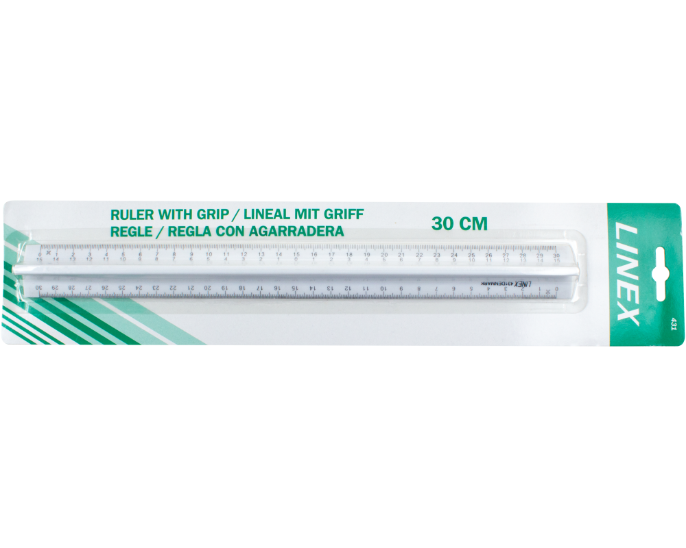 LINEX Lineal mit Griffleiste 30cm 100412017 weiss