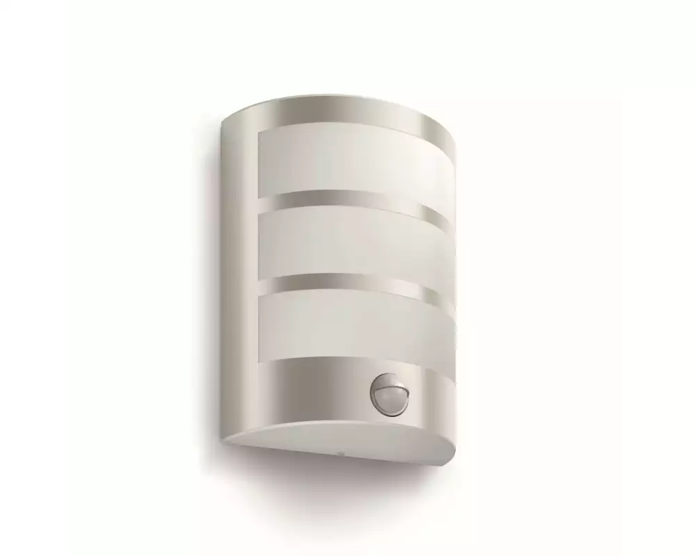 Philips myGarden Wandleuchte Python, 600 lm, Edelstahl + Bew.melder
