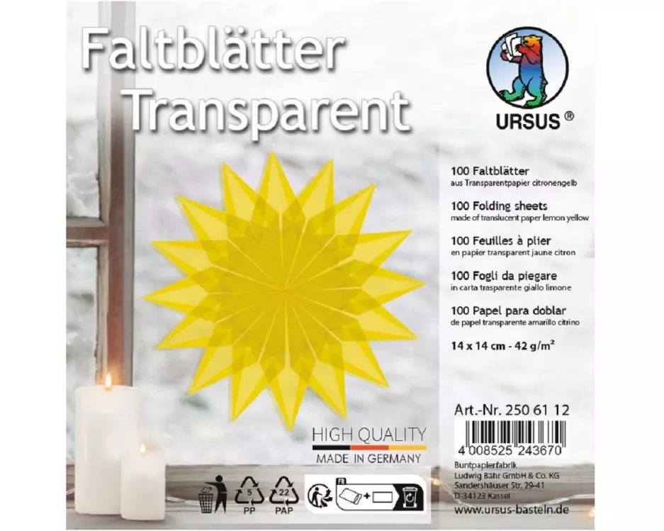 URSUS Faltblätter Origami 14 x 14 cm, 42 g/m², 100 Blatt