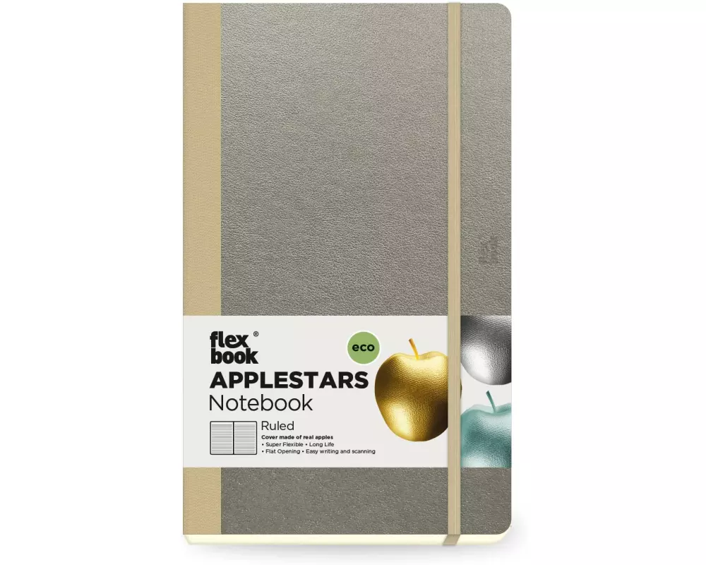 Flexbook Applestars Notebook 13 x 21 cm, Liniert, Silber