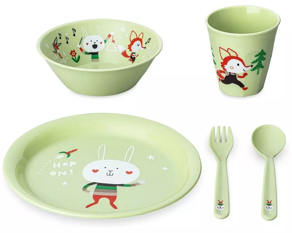 Koziol Kindergeschirrset HOP ON AT HOME pistachio, 4er Set