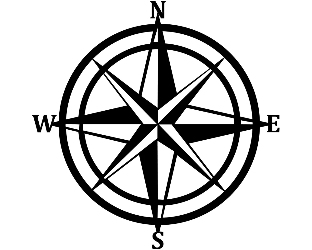 Wallxpert Wanddekoration Kompass 55 x 55 cm