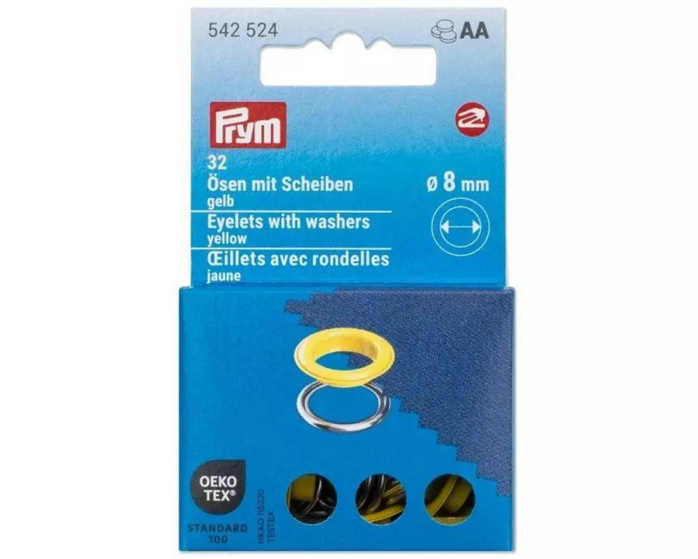 Prym Ösen mit Scheiben, 8 mm Gelb, Silber