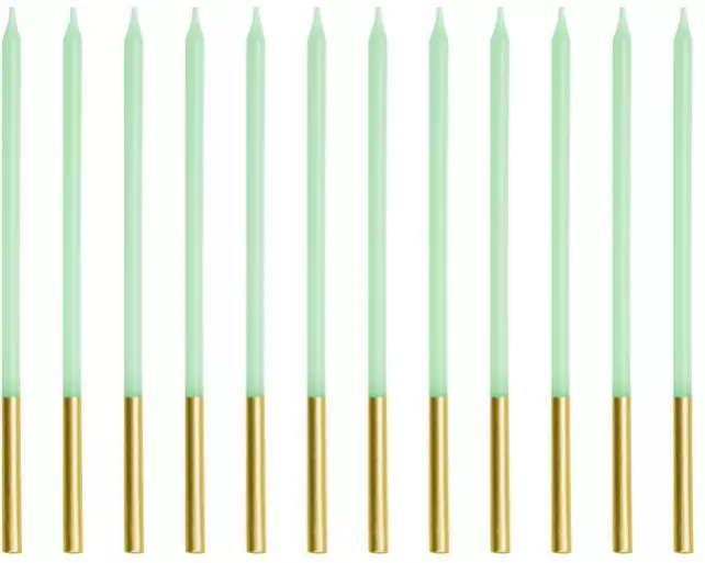 Partydeco Kerze Hellgrün, 14 cm, 12 Stück