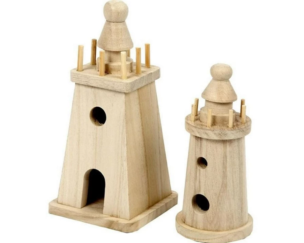 Creativ Company Mini-Figur Leuchtturm 2 Stück, Braun