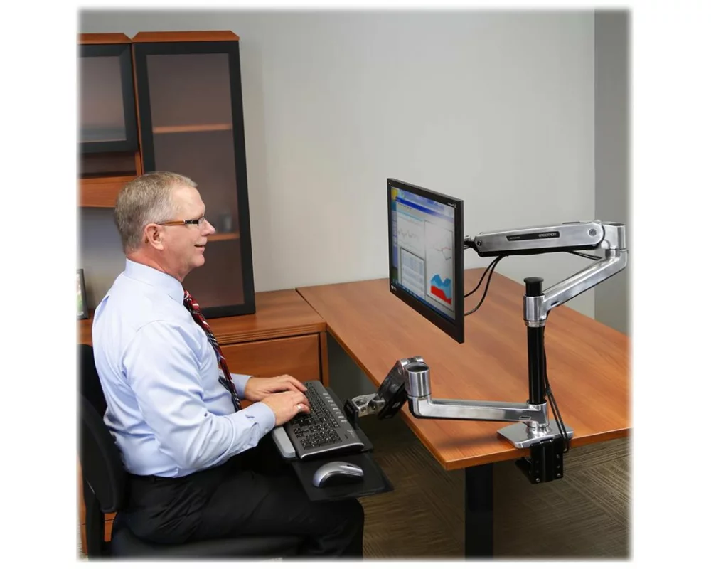 ERGOTRON desk mount, LX Sit-Stand, LCD Arm, adjustable 51cm, 42 inch, 11,3kg, lift, pan, tilt, rotate