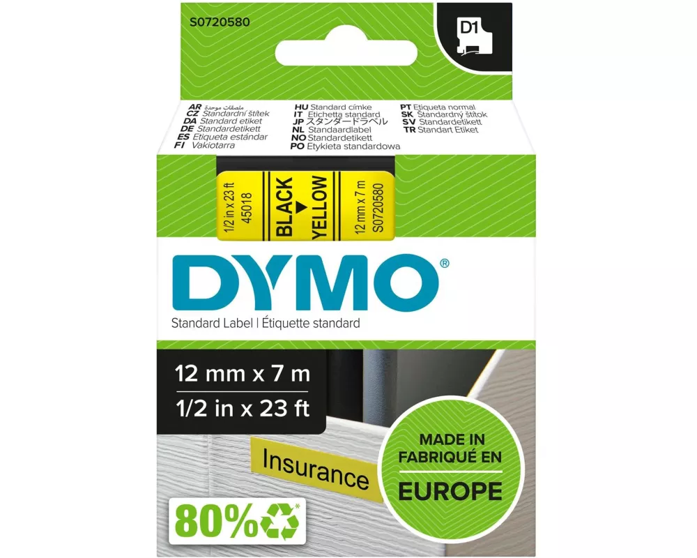 DYMO Beschriftungsband D1 Schwarz auf Gelb