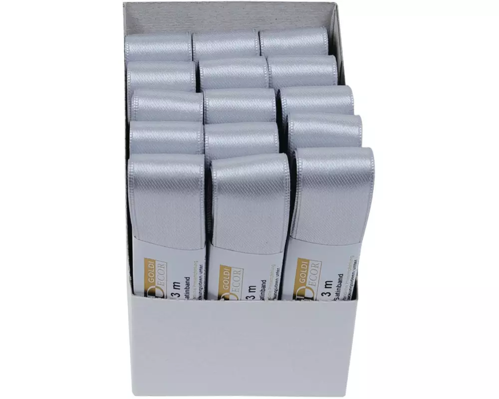 GOLDINA Satinband 25 mm x 3 m, Silber, 1 Stück