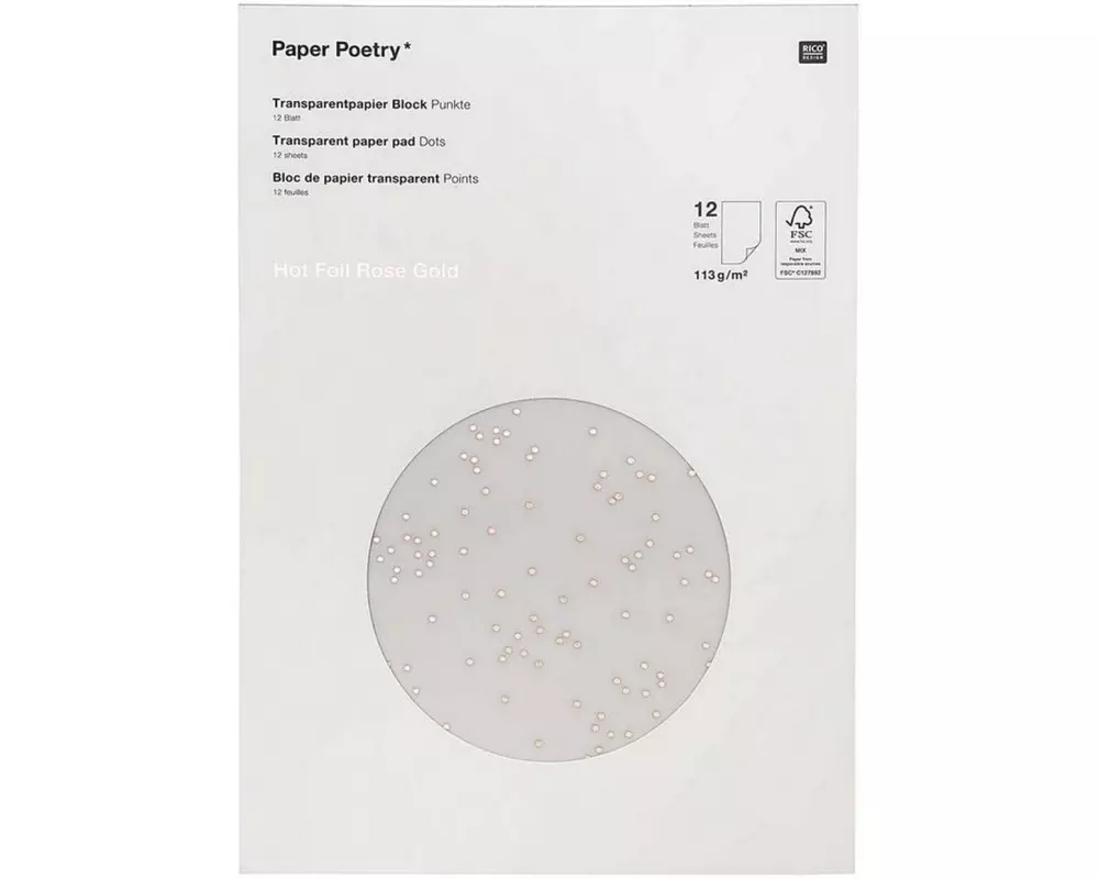 Rico Design Transparentpapier Punkte A4, 113 g/m², 1 Stück, Roségold