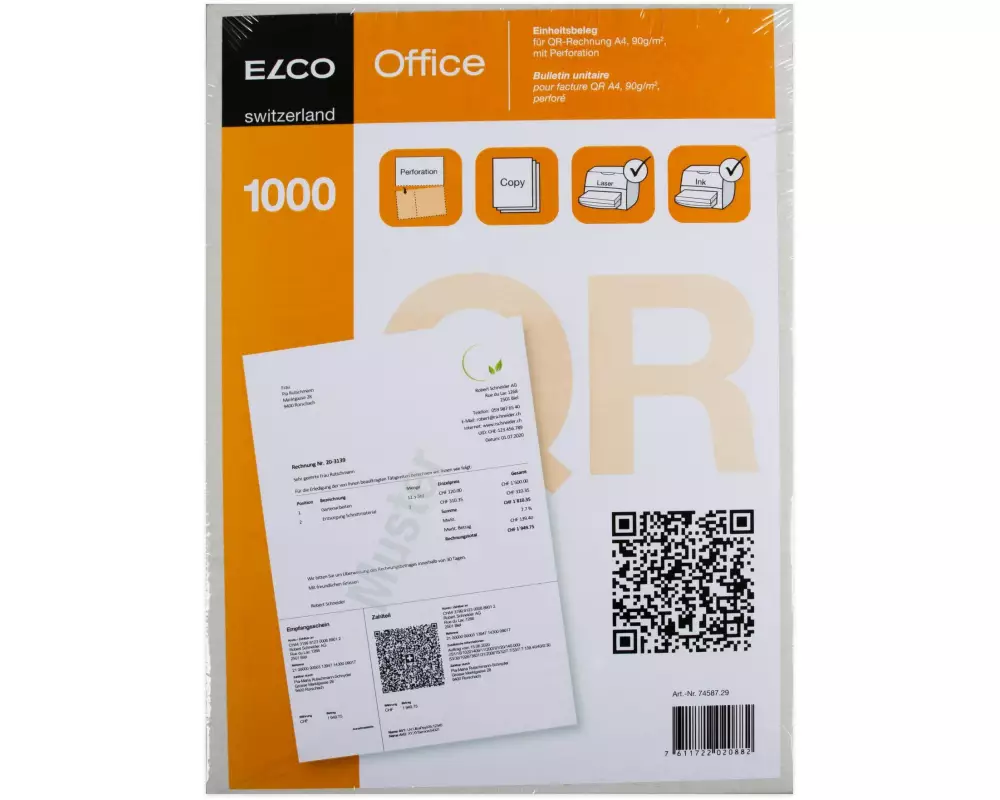 ELCO Rechnungsformular für QR-Rechnungen, 1000 Stück
