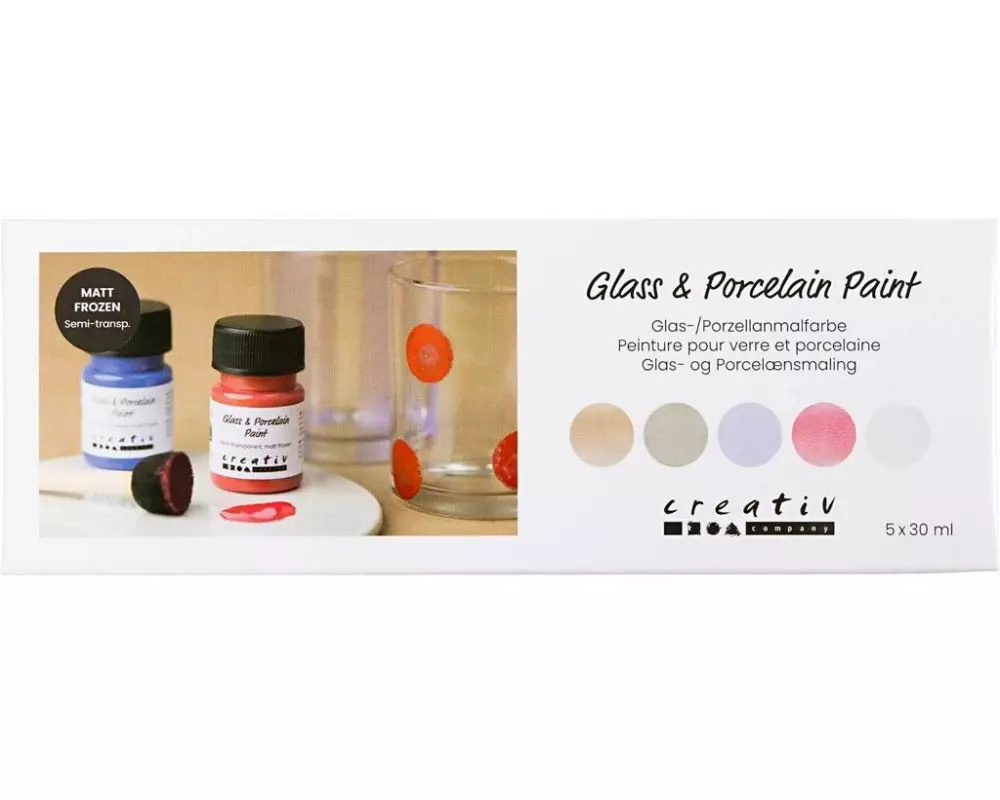 Creativ Company Glas- und Porzellanfarbe Halbtransparent, Pastellfarben