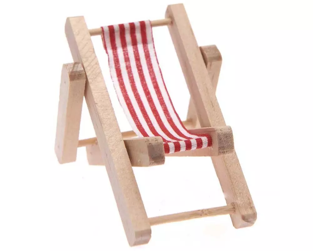 Rico Design Mini-Möbel Liegestuhl 5.5 x 8 cm 1 Stück, Rot-Weiss