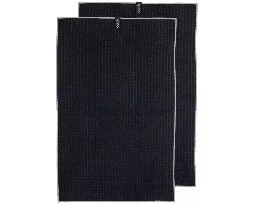 Ladelle Geschirrtuch Mega Waffle Black, 2 Stück