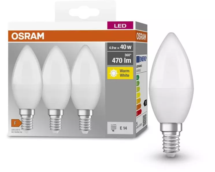 OSRAM Lampe LED BASE CLASSIC B 5W, E14, Warmweiss (WW)