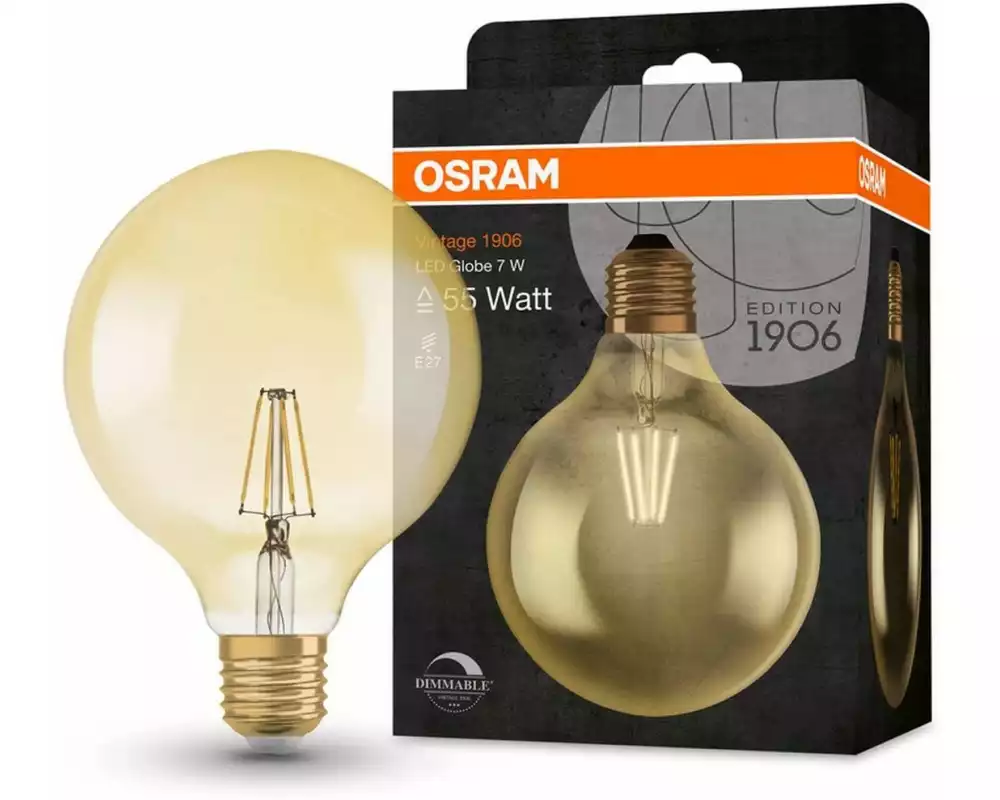 OSRAM Lampe Vintage 1906 Globe, 7W, E27 Warmweiss (WW)