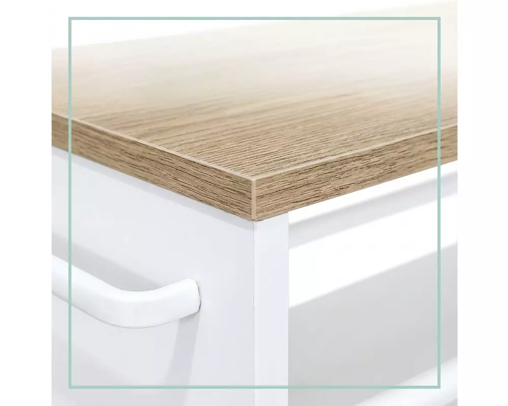 relaxdays Nischenordnungswagen 15 x 80 x 45 cm, Weiss/Braun