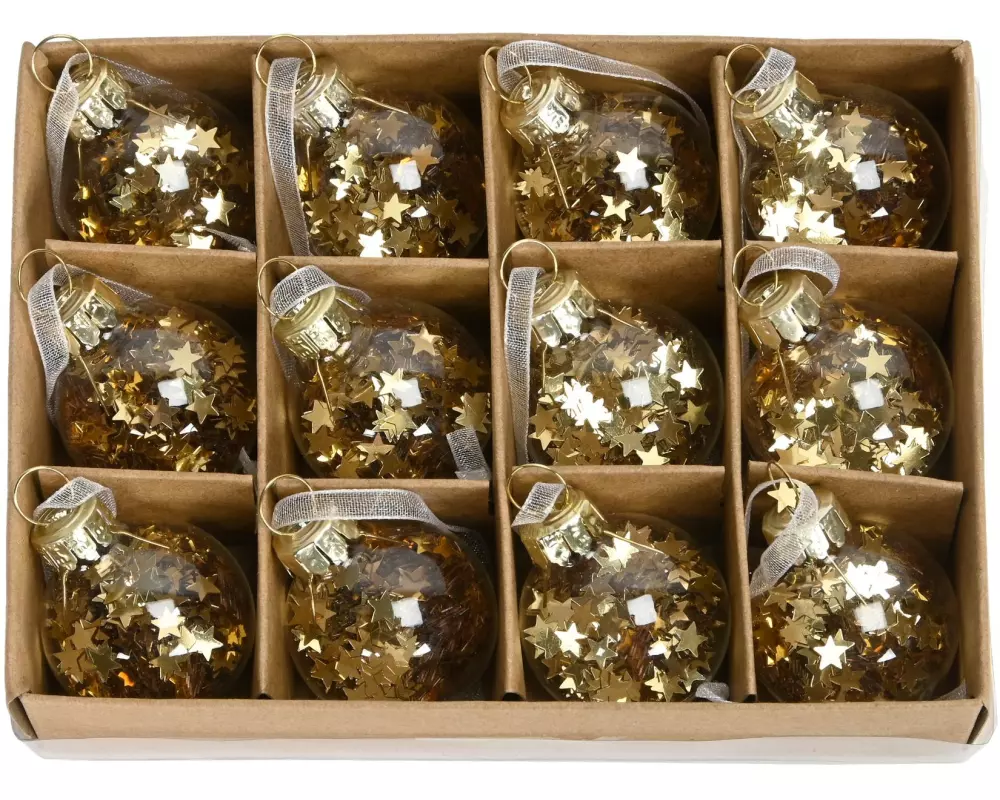 COCON Weihnachtskugel Sterne 12 Stück, Gold