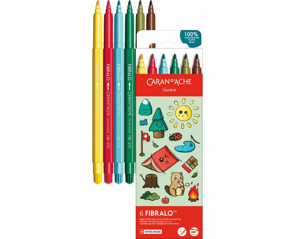 Caran d'Ache Filzstift Set Kawaii Fibralo Swiss mit 6 Farben