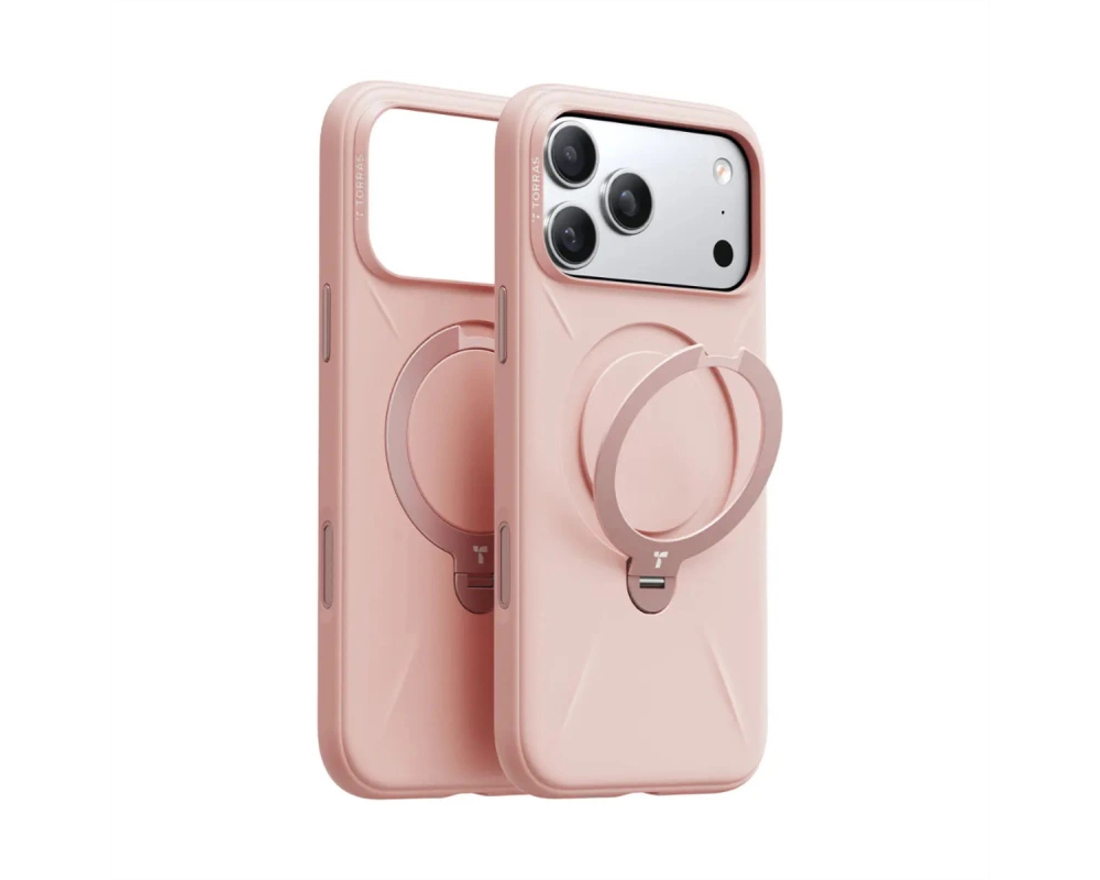 Torras Ostand Spin Softune Schutzhülle, iPhone 17 Pro Max, MagSafe, rosa