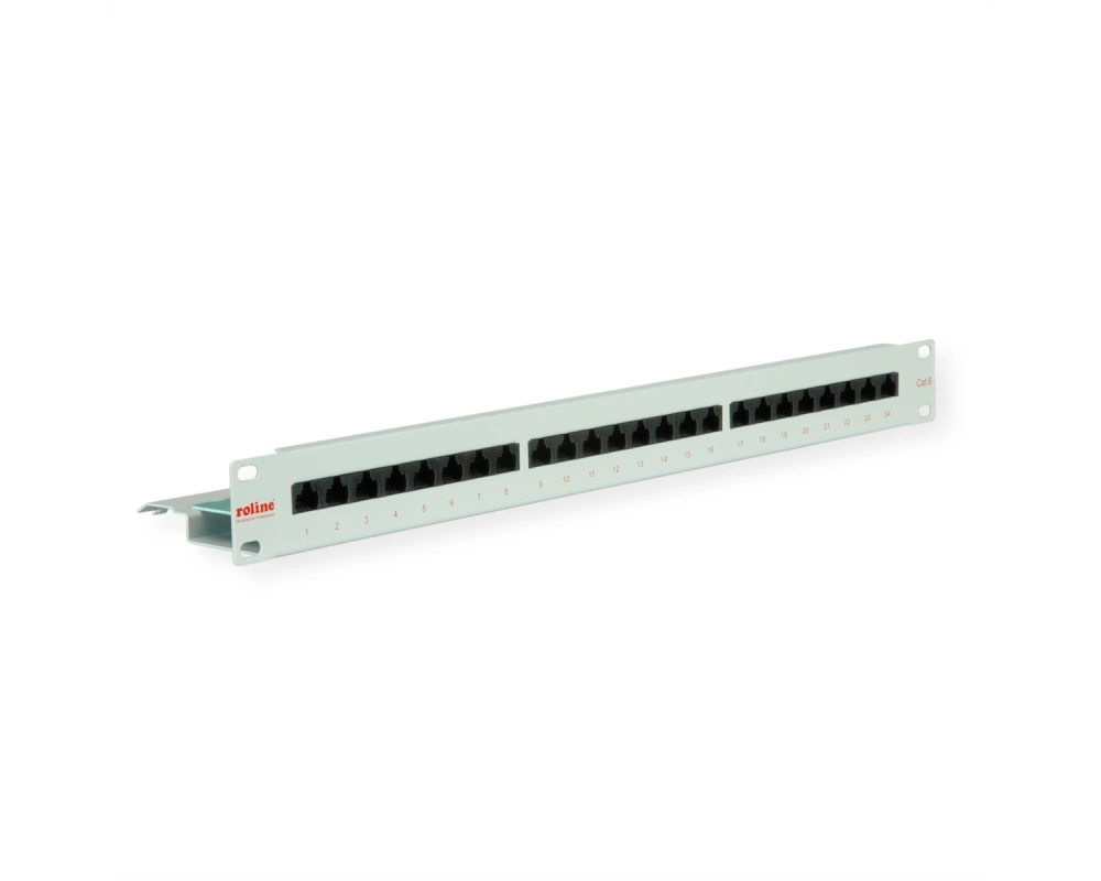ROLINE Cat.6 (Class E) 19-Zoll-Patchpanel, 24P, ungeschirmt, grau