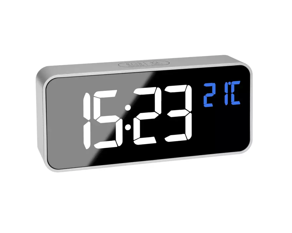 TFA Dostmann Digitalwecker Silber