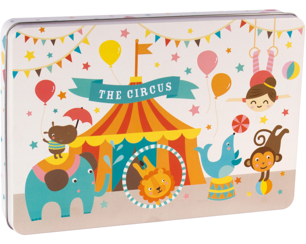 APLI KIDS Puzzle Zirkus 8x8cm 14407 Metallbox 24-teilig