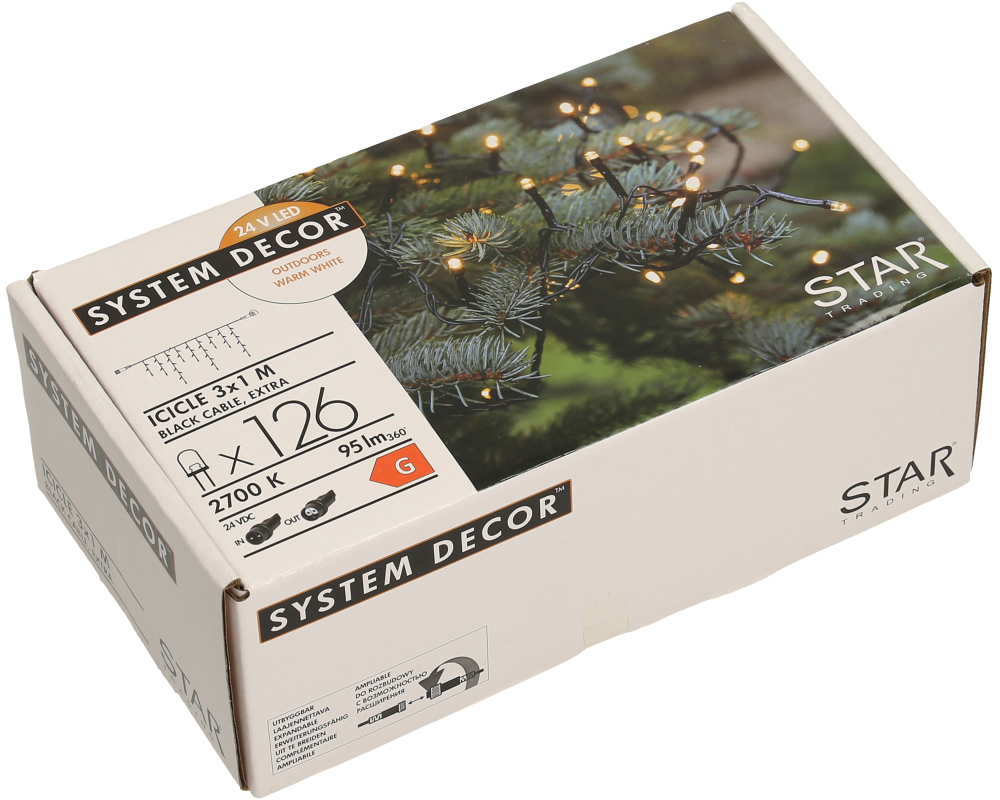 STAR TRADING System Decor Lichterkette 3m 12.495-13 Extra, Icicle, schwarz