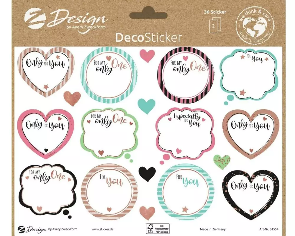 Z-Design Motivsticker A5 Deko For You, Bunt, 36 Aufkleber