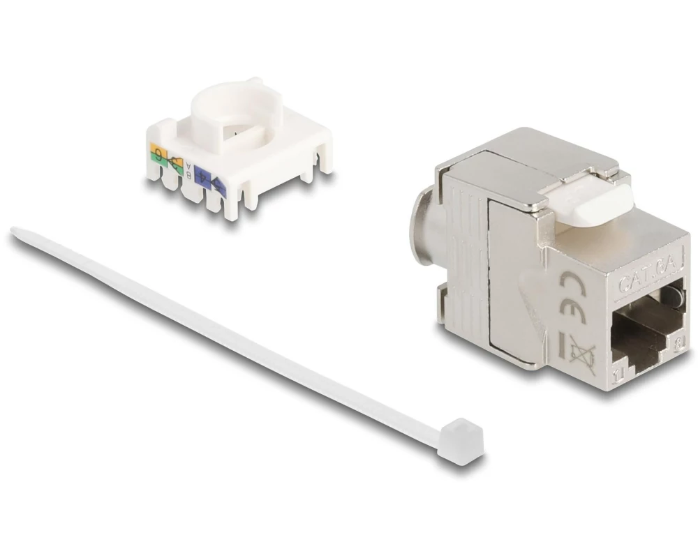 Delock Keystone-Modul Slim RJ45 Buchse zu LSA Cat.6A 180° geschirmt