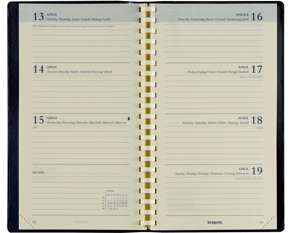 BREPOLS Agenda Interplan 2026 0.736.9900 1W/1S Ersatz chamois 9x16cm