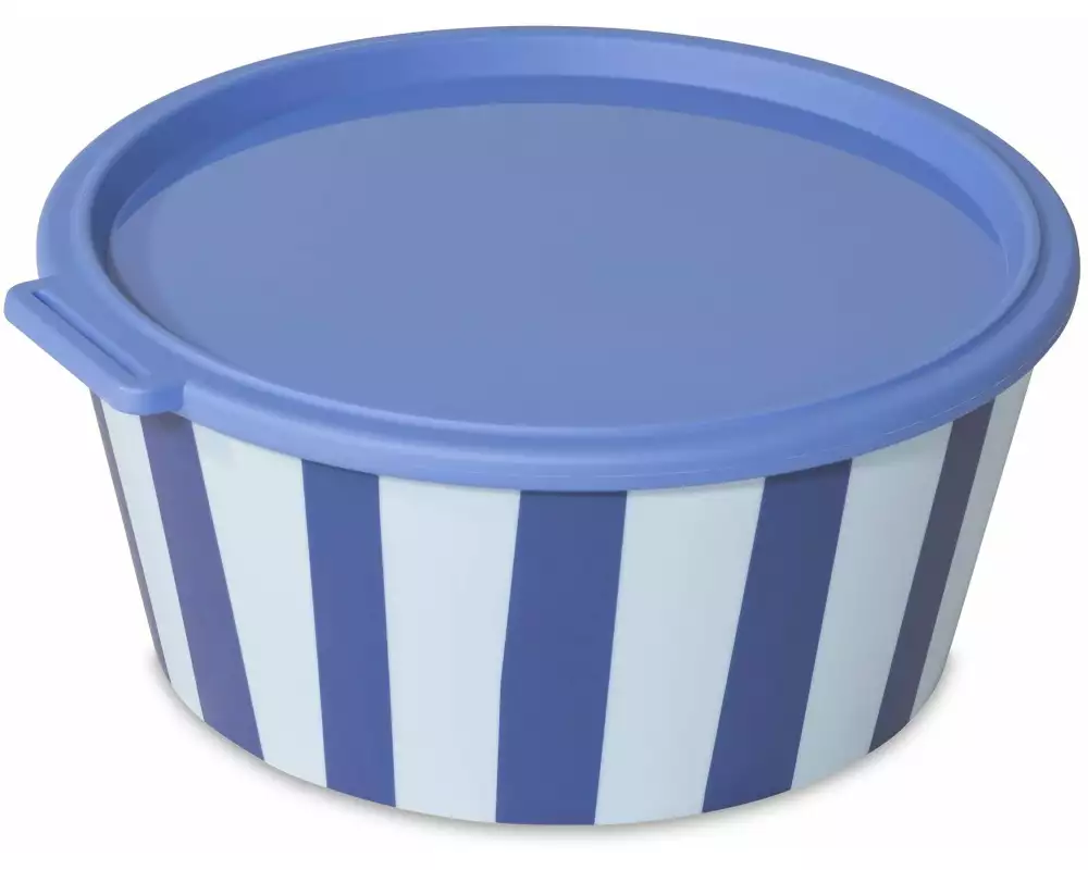 Koziol Schale Nora Stripes mit Deckel 1 Stück, Blau/Weiss