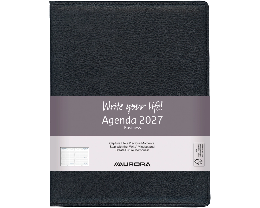 AURORA Agenda Finesse Business 2027 2918P 1W/2S schwarz ML 17.5x22.5cm