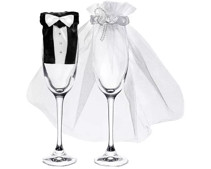 Partydeco Hochzeitsaccessoire Dekoration für Gläser, Weiss/Schwarz