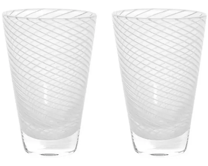 OYOY Trinkglas Yuka Swirl 250 ml, 2 Stück, Hellgrau