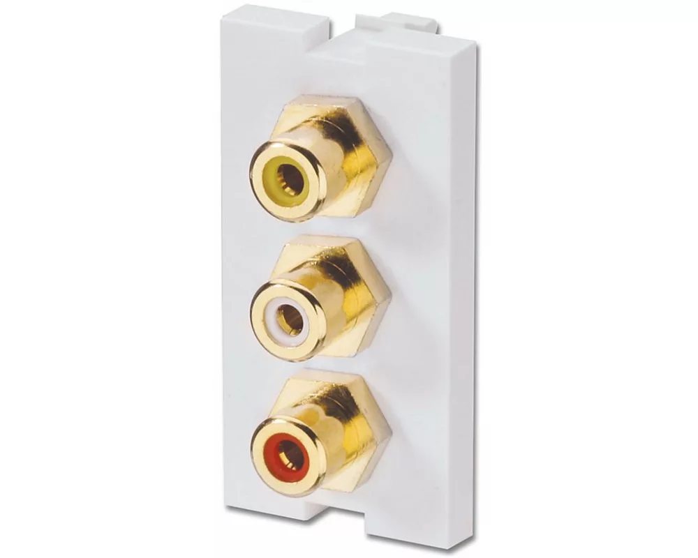 LINDY Premium Line, 3xRCA-3xRCA F-F, Snap-In Modue for wall boxes