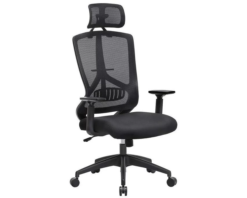 Songmics Bürostuhl mit Armlehnen und Fusskreuz Schwarz