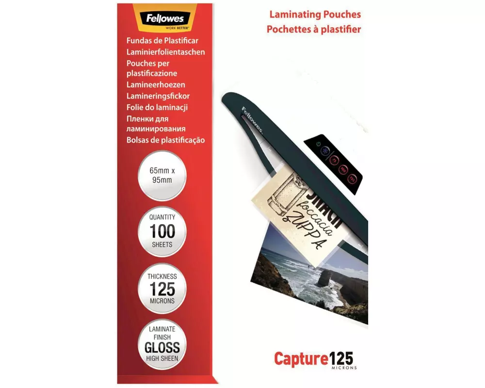 Fellowes Laminierfolie 6.5 x 9.5 cm, 125 µm, 100 Stück, Glänzend