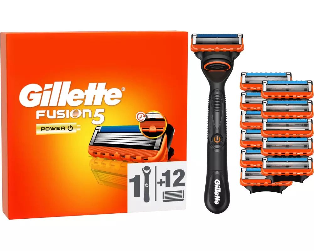 Gillette Herrenrasierer Gillette Fusion5 Power 12er + Handstück