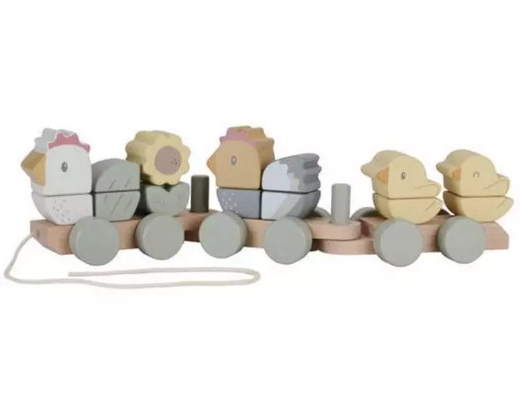 Little Dutch Eisenbahn mit Steck-Formen Huhn Little Farm FSC