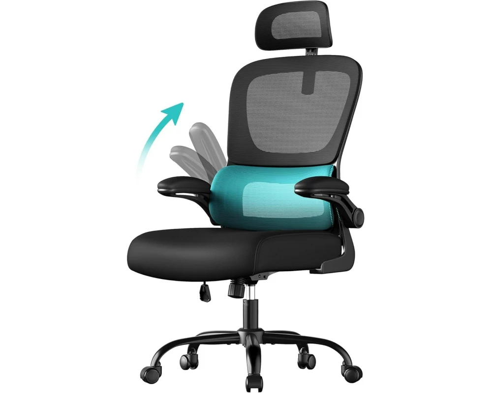 Songmics Bürostuhl mit Armlehnen Schwarz