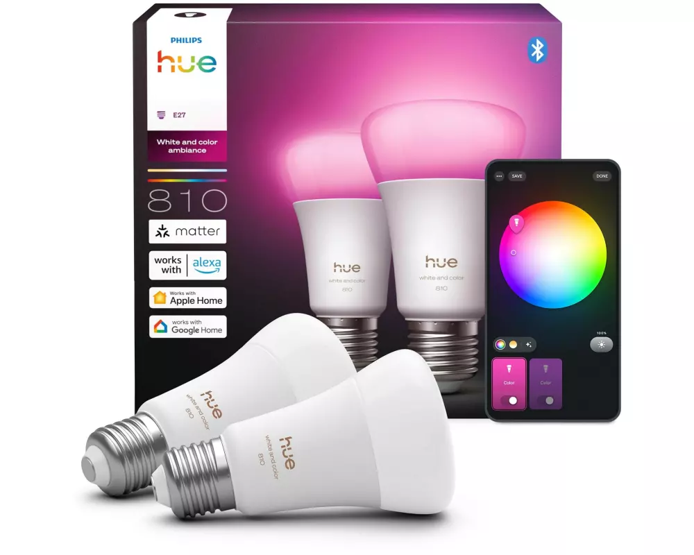 Philips Hue Leuchtmittel White & Col. Amb. E27 Doppelpack 2 x 810 lm