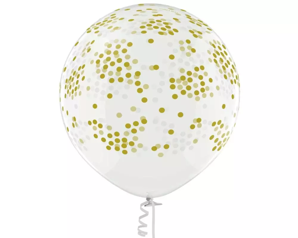 Belbal Luftballon Konfetti Gold/Weiss, Ø 60 cm, 2 Stück