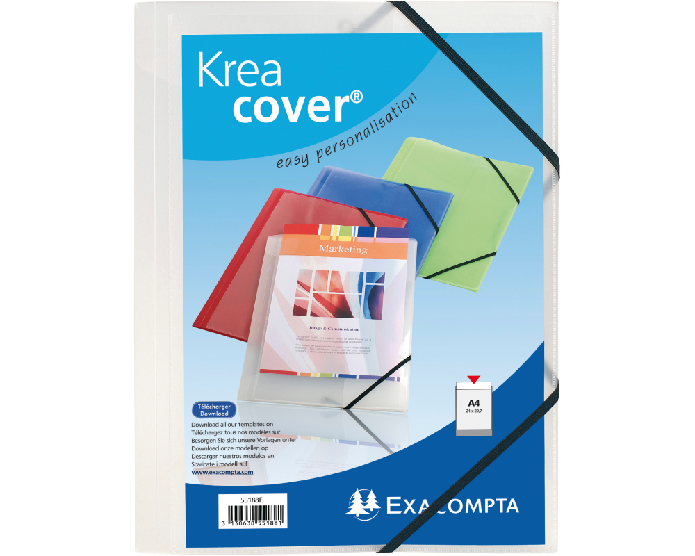 EXACOMPTA Gummibandmappe A4 55188E weiss-transp.