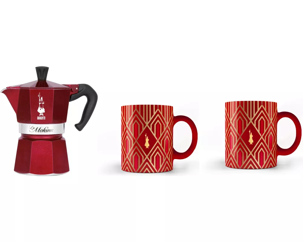 Bialetti Espressokocher Moka Express Deco Glam inkl. 2 Tassen